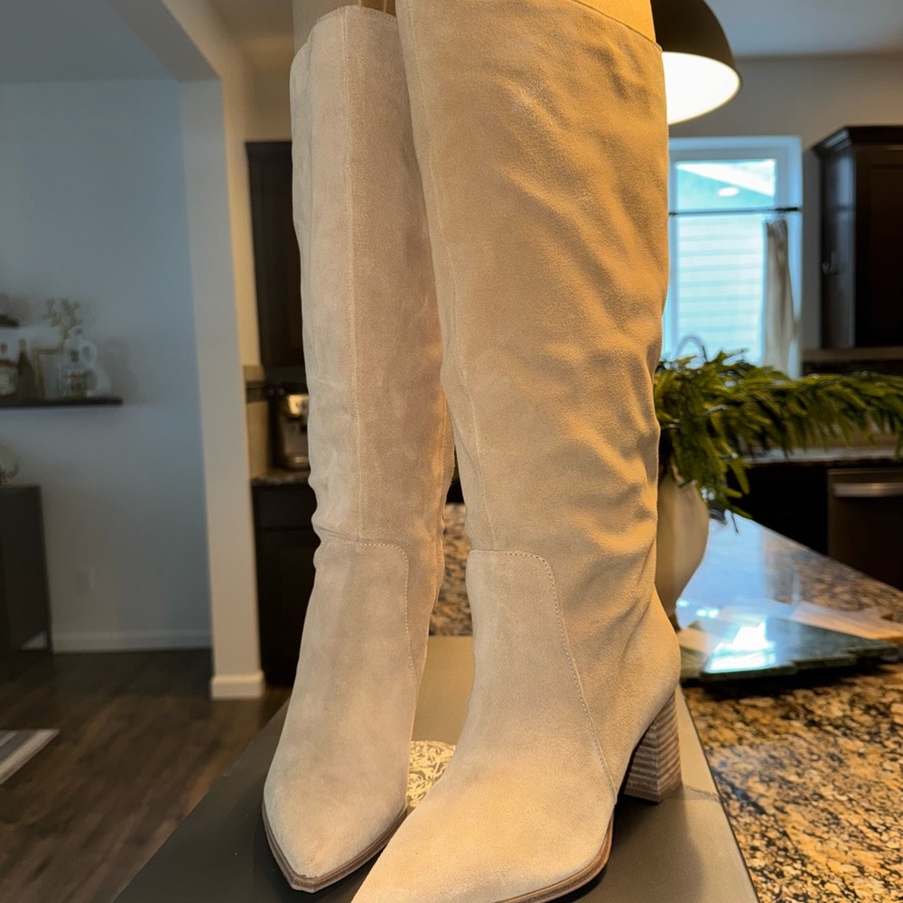 Vince Camuto Cream Heeled Boots